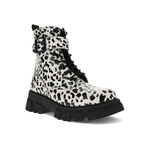 Levi’s Giselle Leopard Women’s Black & White Leather Combat Boots Size 7 NWT